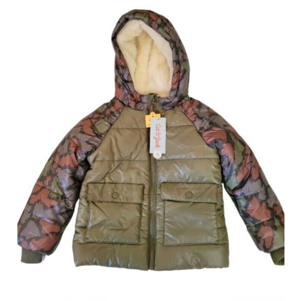 Cat & Jack Camo Toddler Hooded Snow Winter Puffer Lined Jacket 4T New W/tag